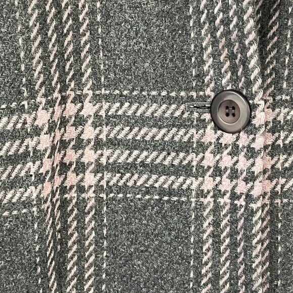 Amanda Smith Grey and Pink Plaid Recycled Wool Blend Coat Women's Size 8 EUC - Picture 3 of 12
